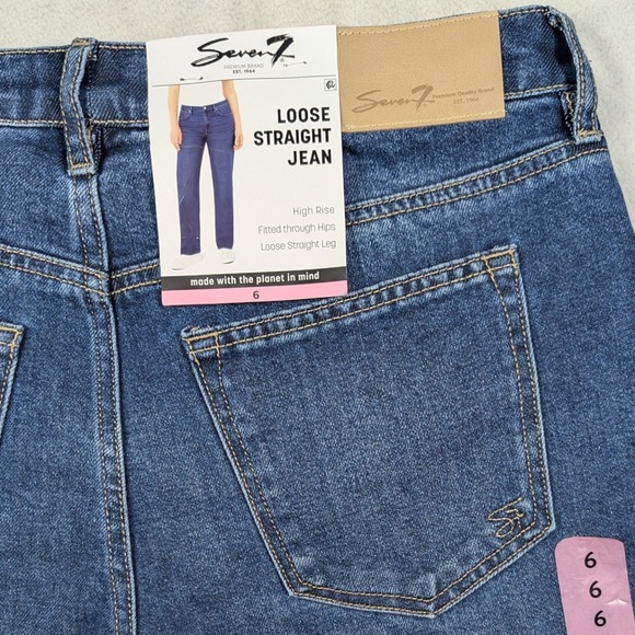 Seven7 Denim - NEW Seven7 Loose Straight Jeans Womens 6 High Rise Blue Denim